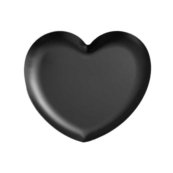 emma molly black plated stainless steel heart-shaped plate for storing jewelry and candle