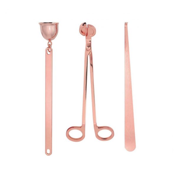 candle wick dipper trimmer snuffer set rose gold tone