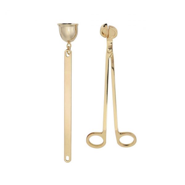 candle wick trimmer snuffer set gold tone