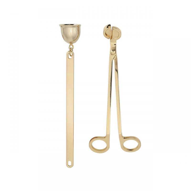 candle wick trimmer snuffer set gold tone