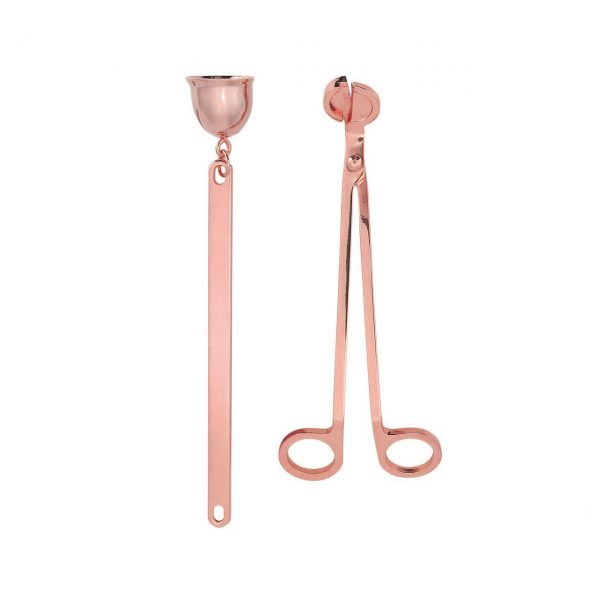 candle wick trimmer snuffer set rose gold tone