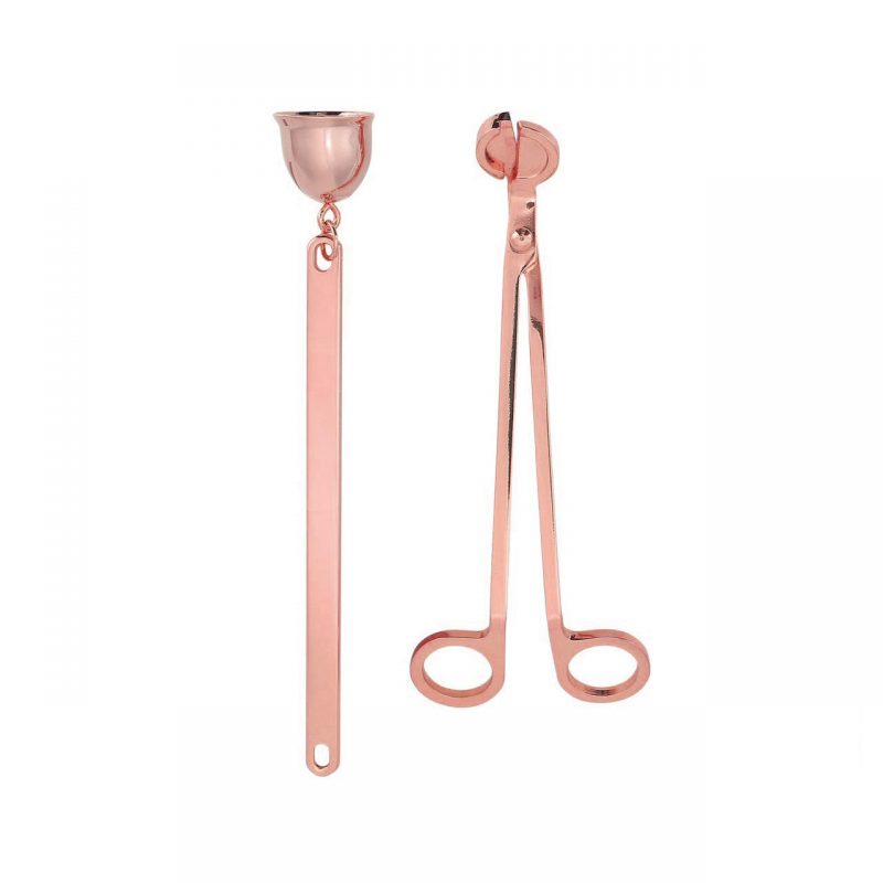 candle wick trimmer snuffer set rose gold tone