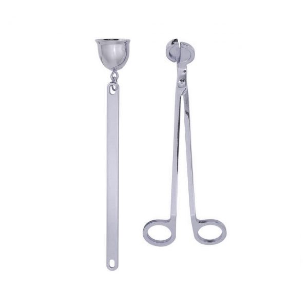 candle wicktrimmer snuffer set silver tone