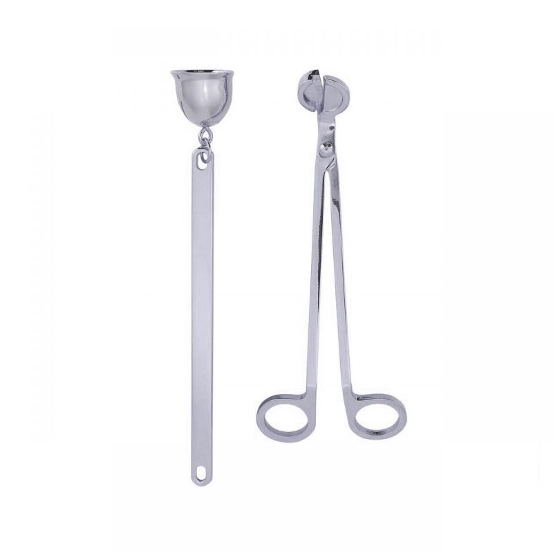 candle wicktrimmer snuffer set silver tone