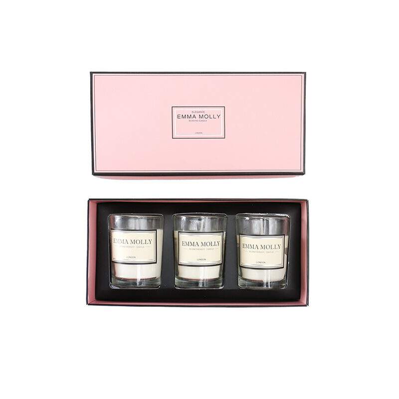 pink petite glass scented candles gift set