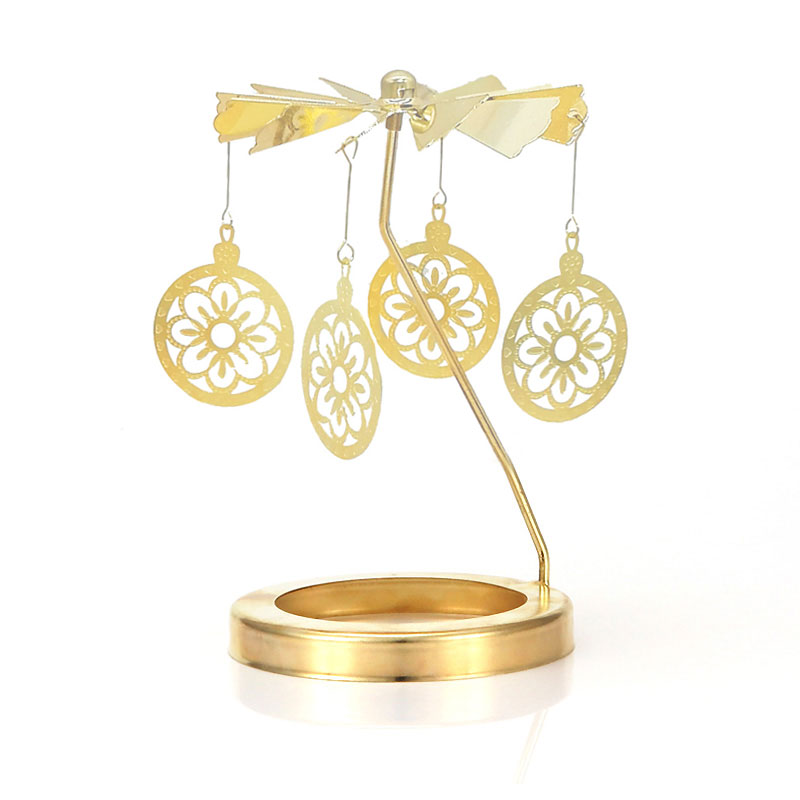 flower candle carousel gold tone 7cm