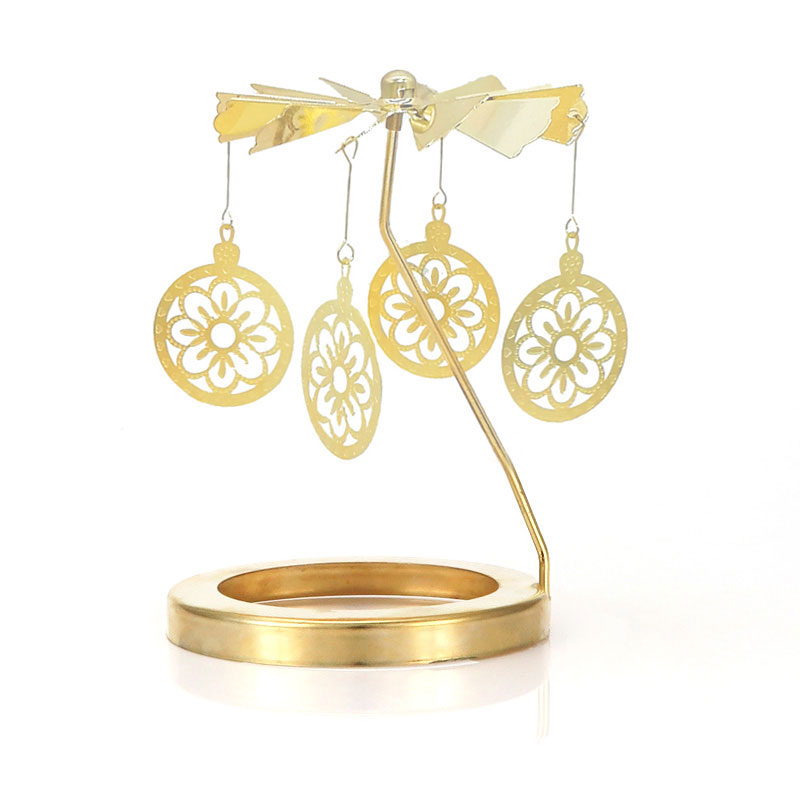 flower candle carousel gold tone 8cm
