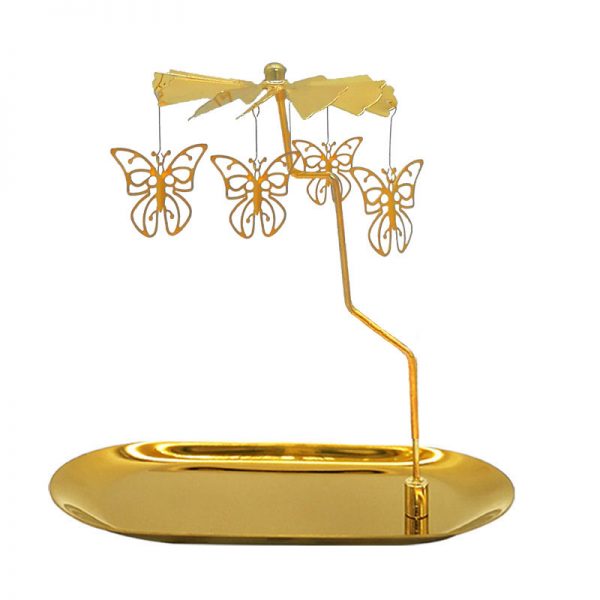 emma molly magnetic candle carousel tray holder gold tone butterfly