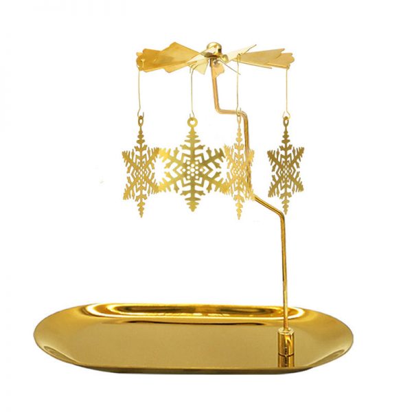 emma molly magnetic candle carousel tray holder snowflakes gold tone