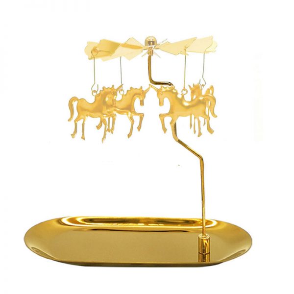 emma molly magnetic gold tone unicorn candle carousel tray holder